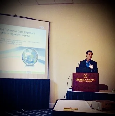 Sushain Pandit presenting ontology-guided reference data alignment